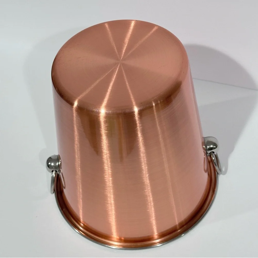 Copper Finish Stainless Steel Ice Bucket w/ Ring Handles-Wine/Drink Chiller